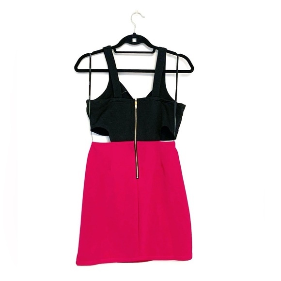 Black & Pink Cutout Mini Party Club Dress Forever 21 Size Large Colorblock - Picture 11 of 15